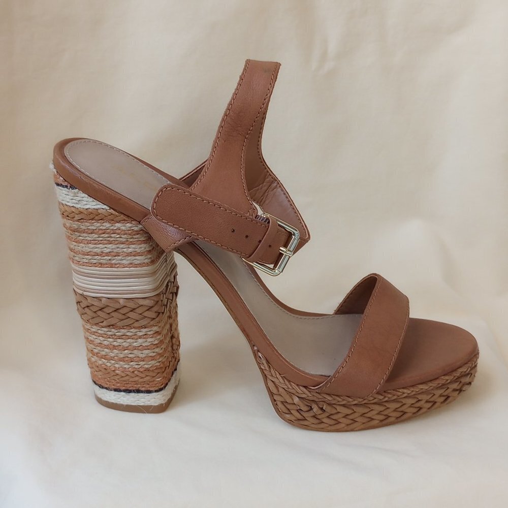 Aldo Raffia Stacked Heel Strappy Platform Sandals